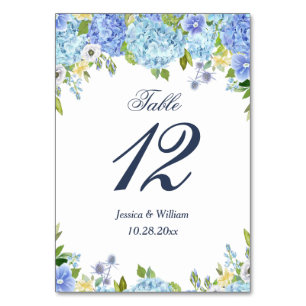 Numeração De Mesa Número azul da mesa do casamento das hortaliças