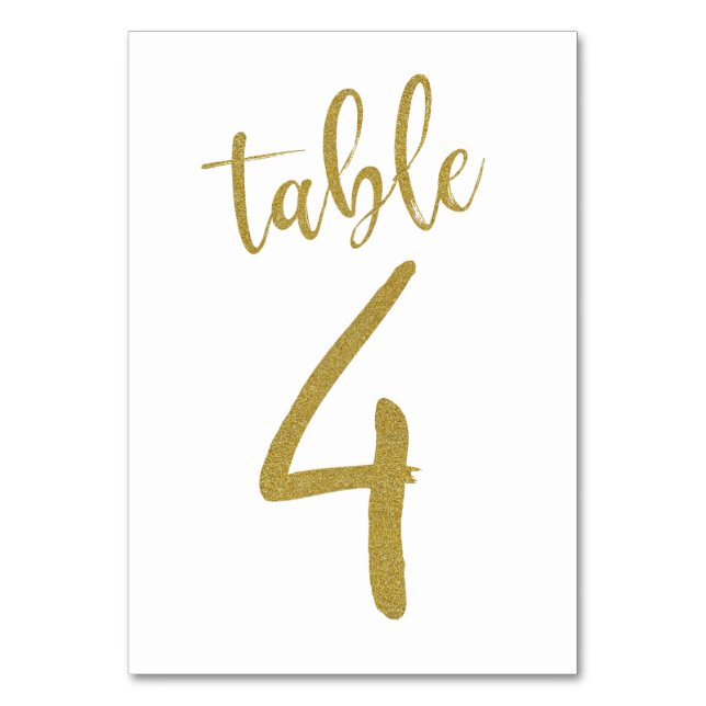 Numeração De Mesa Número da Mesa 4 com Brilho Dourado (Frente)