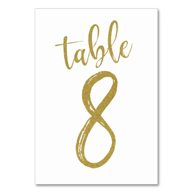 Numeração De Mesa Número da Mesa 8 com Brilho Dourado (Frente)
