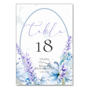 Numeração De Mesa NÚMERO DA MESA Aquarela Lavanda - Azul Empoeirad