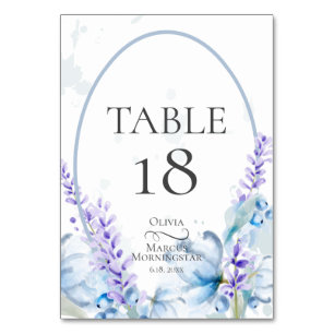 Numeração De Mesa NÚMERO DA MESA   Aquarela Lavanda - Azul Empoeirad