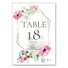 Numeração De Mesa NÚMERO DA MESA | Aquarela Papoulas Rosa