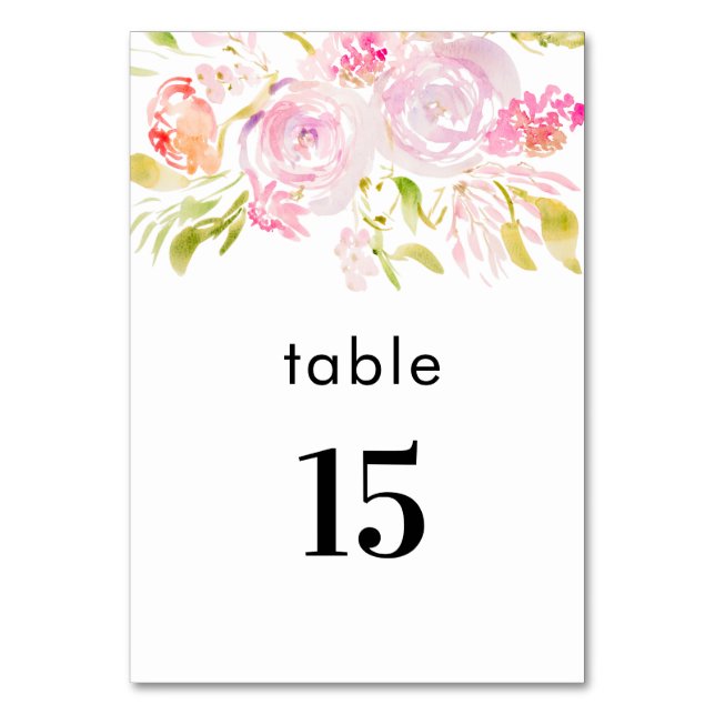 Numeração De Mesa Número da Mesa Bouquet de Rosa em Aquarela (Frente)