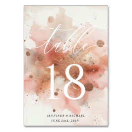 Numeração De Mesa Número da Mesa Casamento Aquarela Dourado Rosa