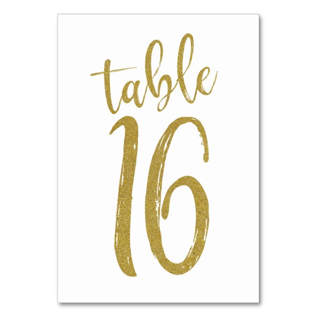 Numeração De Mesa Número da Mesa com Brilho Dourado 16 (Frente)