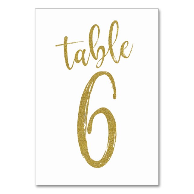 Numeração De Mesa Número da Mesa com Brilho Dourado 6 (Frente)