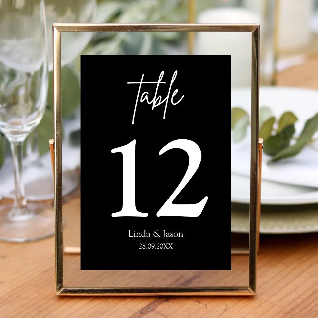 Numeração De Mesa Número da Mesa com Caligrafia para Casamento Preto (Black calligraphy script table numbers guide guests with elegant, timeless wedding style.)