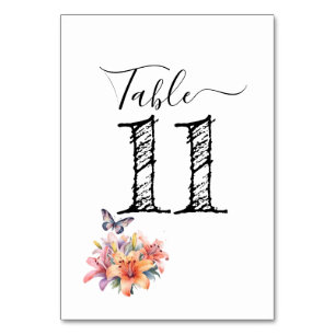 Numeração De Mesa Número da mesa com design elegante de flores e bor