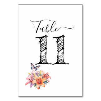 Numeração De Mesa Número da mesa com design elegante de flores e bor