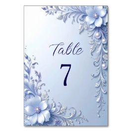 Numeração De Mesa Número da Mesa com Flores Ornamentadas Azuis e Pér