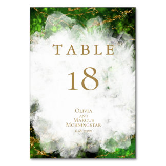 Numeração De Mesa NÚMERO DA MESA | Cristal de Esmeralda Abstrato Imp