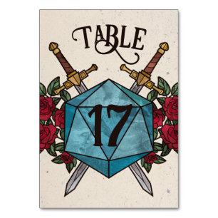 Numeração De Mesa Número da Mesa D20 Rosas Casamento RPG