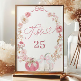 Numeração De Mesa Número da Mesa de Abóbora Branco e Rosa