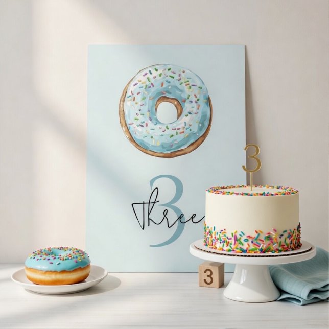 Numeração De Mesa Número da Mesa de Aniversário de Donut | Tema de A (Criador carregado)