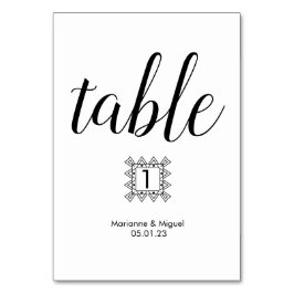 Numeração De Mesa Número da Mesa de Borda Decorativa Preta e Branca 