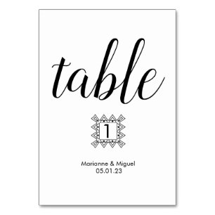Numeração De Mesa Número da Mesa de Borda Decorativa Preta e Branca