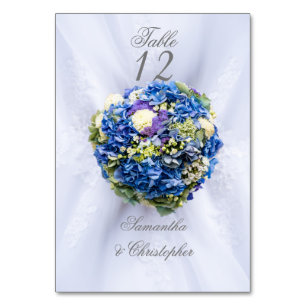 Numeração De Mesa Número da mesa de casamento azul e branco