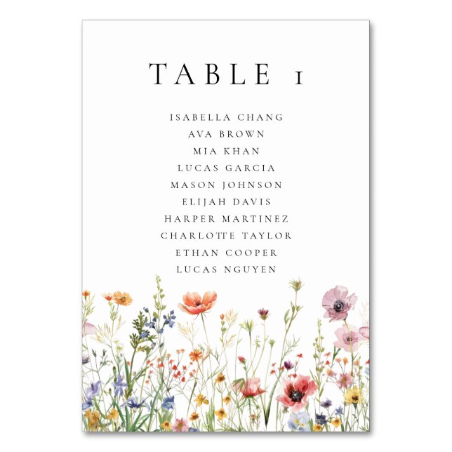 Numeração De Mesa Número da Mesa de Casamento Boho Wildflower (Frente)