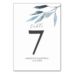 Numeração De Mesa Número da Mesa de Casamento Botânicos Azul Empoeir