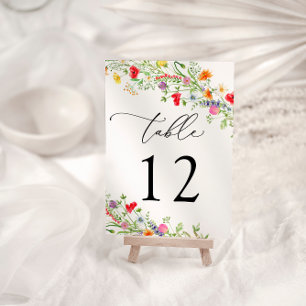 Numeração De Mesa Número da Mesa de Casamento com Flores Silvestres 