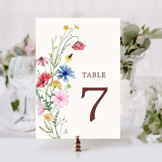 Numeração De Mesa Número da Mesa de Casamento com Flores Silvestres (Criador carregado)