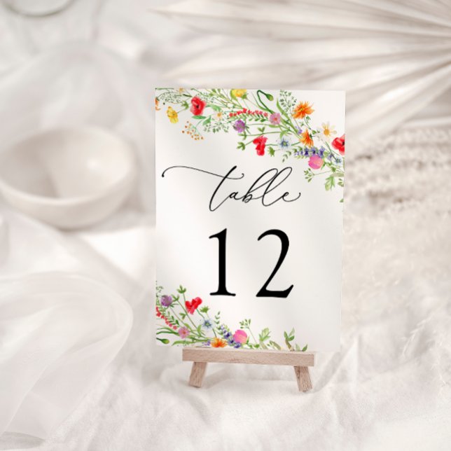 Numeração De Mesa Número da Mesa de Casamento com Flores Silvestres  (Criador carregado)