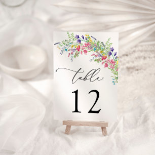 Numeração De Mesa Número da Mesa de Casamento com Flores Silvestres 