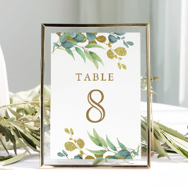 Numeração De Mesa Número da Mesa de Casamento com Galho de Eucalipto