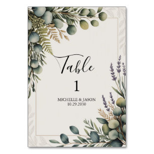 Numeração De Mesa Número da Mesa de Casamento com Verduras de Eucali