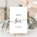 Numeração De Mesa Número da mesa de casamento da caligrafia elegante<br><div class="desc">design de caligrafia elegante simples</div>