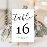 Numeração De Mesa Número da mesa de casamento da caligrafia moderna<br><div class="desc">design de caligrafia simples e elegante a preto e branco</div>