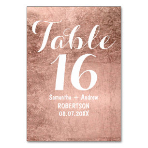 Numeração De Mesa Número da mesa de casamento da folha rosa de ouro 