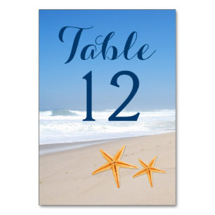 Numeração De Mesa Número da mesa de casamento da praia de Starfish