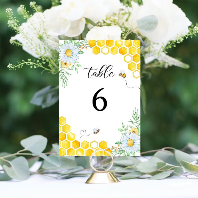 Numeração De Mesa Número da mesa de casamento de abelha mel floral (Criador carregado)