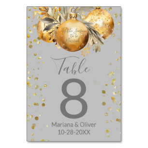 Numeração De Mesa Número da Mesa de Casamento de Natal Cinza Dourado