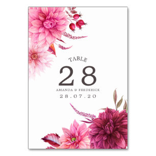 Numeração De Mesa Número da Mesa de Casamento de Outono Burgundy e B