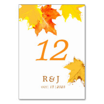 Número da Mesa de Casamento do outono Russo no Amo