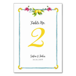 Numeração De Mesa Número da mesa de casamento dos limões Amalfi