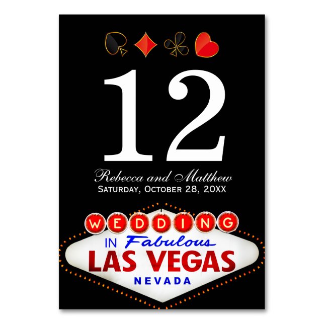 Numeração De Mesa Número da Mesa de Casamento em Las Vegas Fabulosa (Frente)