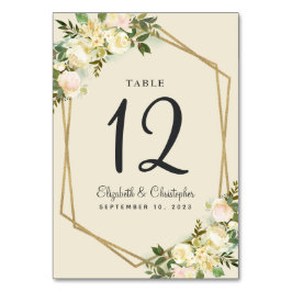 Numeração De Mesa Número da Mesa de Casamento Flora Rústica Dourado