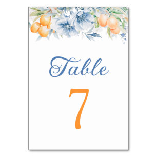 Numeração De Mesa Número da Mesa de Casamento Floral Azul e Limão