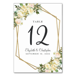Numeração De Mesa Número da Mesa de Casamento Floral Branco Geométri