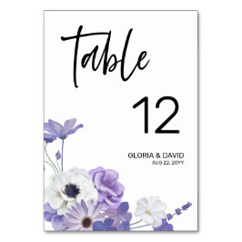 Numeração De Mesa Número da mesa de casamento floral roxo