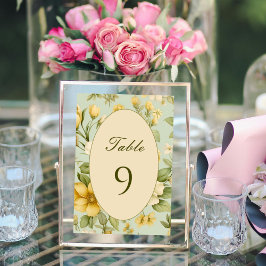 Numeração De Mesa Número da mesa de casamento floral verde e bege ma