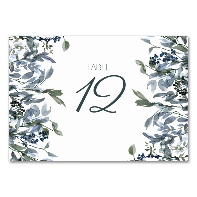 Numeração De Mesa Número da Mesa de Casamento Floral Verde Prateado  (Frente)