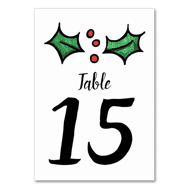 Numeração De Mesa Número da Mesa de Casamento Holly de Natal (Frente)