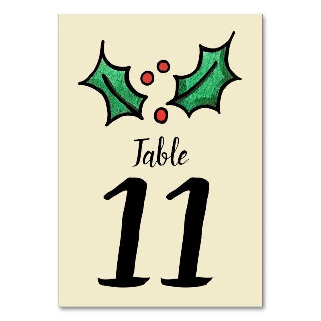 Numeração De Mesa Número da Mesa de Casamento Holly de Natal (Frente)
