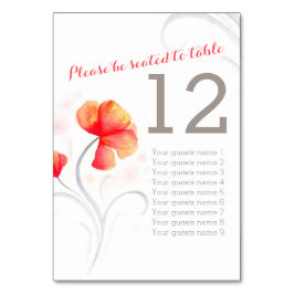 Numeração De Mesa Número da mesa de casamento laranja de flor silves