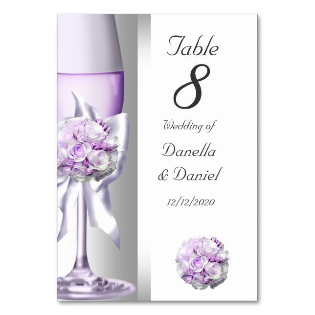 Numeração De Mesa Número da Mesa de Casamento Lavanda Roxo Lilás (Frente)