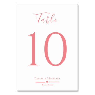 Numeração De Mesa Número da mesa de casamento minimalista rosa